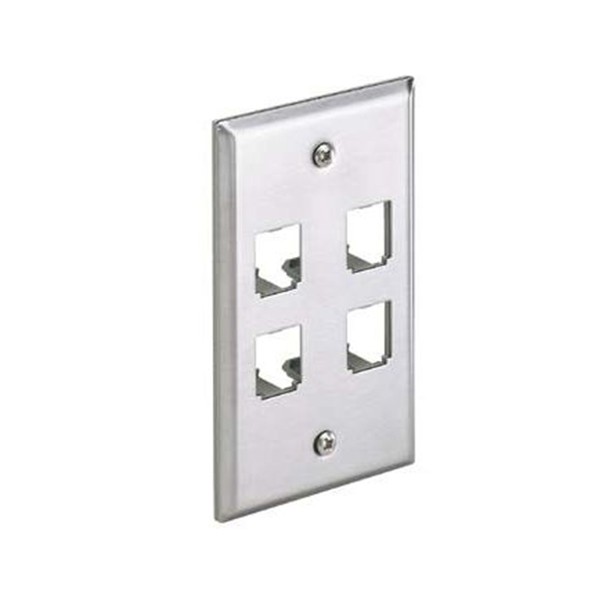Faceplate Clasico Vertical De 4 Salidas Metalico