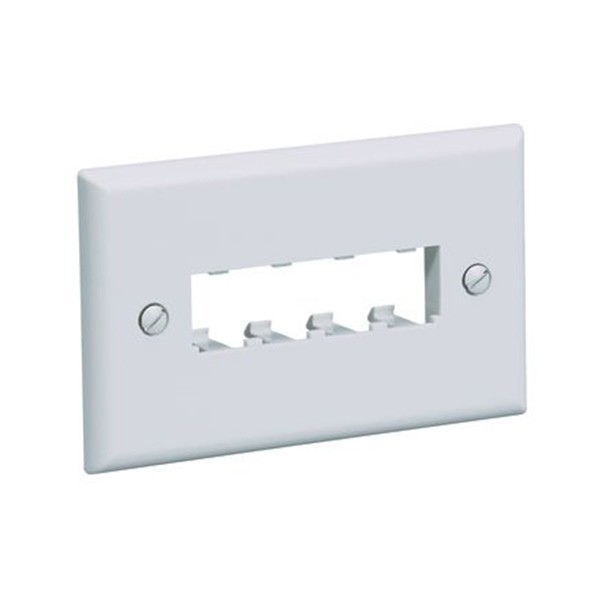Faceplate Clasico Horizontal De 4 Salidas Color Marfil