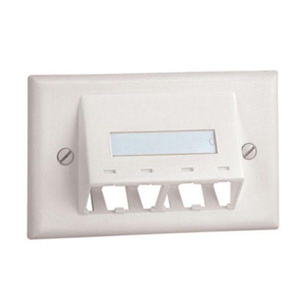 Faceplate Clasico Horizontal De 4 Salidas Inclinada Color Blanco