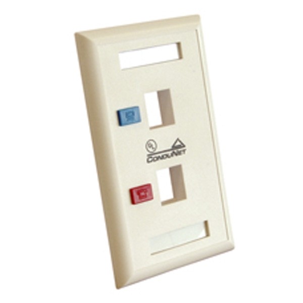 Faceplate Ejecutivo Vertical De 2 Salidas Condunet Color Marfil