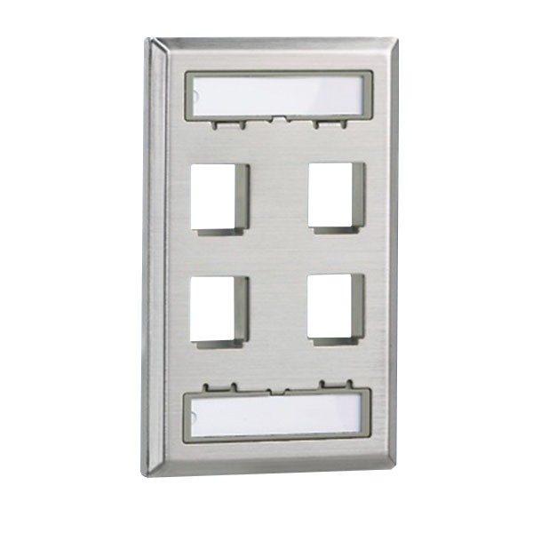 Faceplate Ejecutivo Vertical De 4 Salidas Metalico Netkey