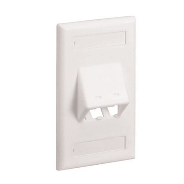 Faceplate Clasico Vertical De 2 Salidas Inclinada Con Etiquetas Color Blanco
