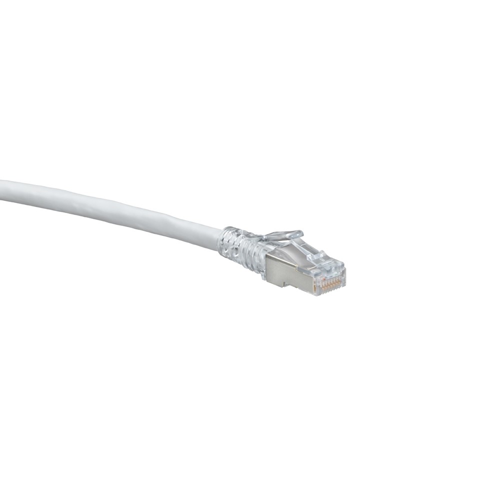 Patch Cord Cat. 6a De 10 Pies Blindado Cmr Color Blanco Snagless Atlas Mca Leviton