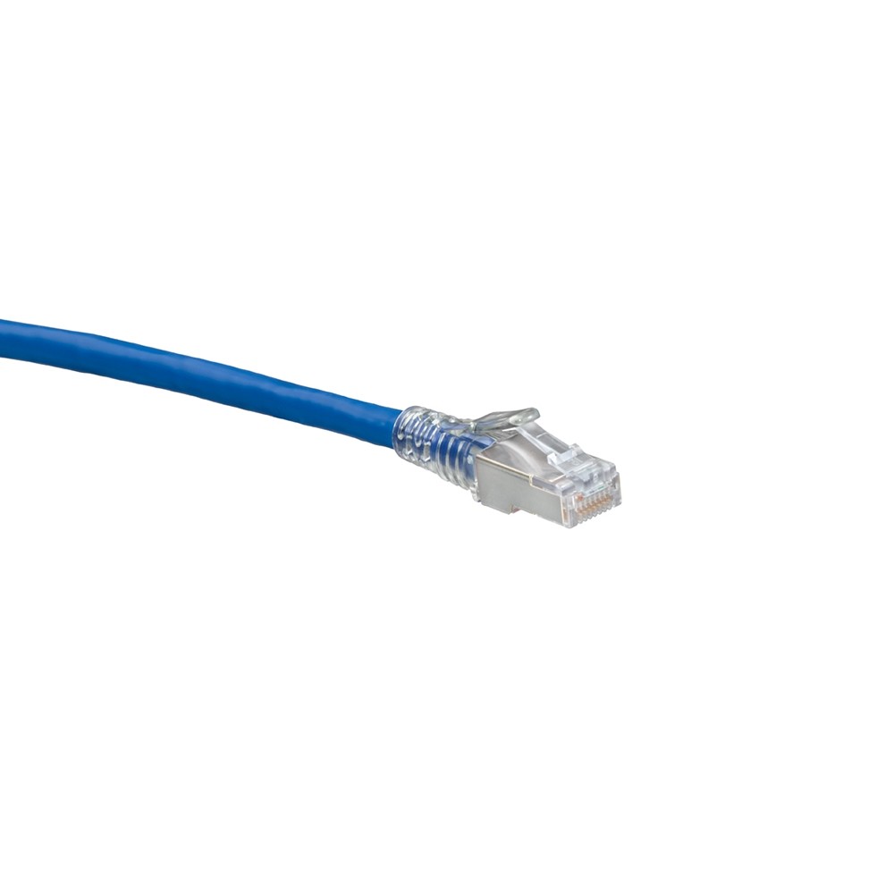 Patch Cord Cat. 6a De 7 Pies Blindado Cmr Color Azul Snagless Atlas Mca Leviton