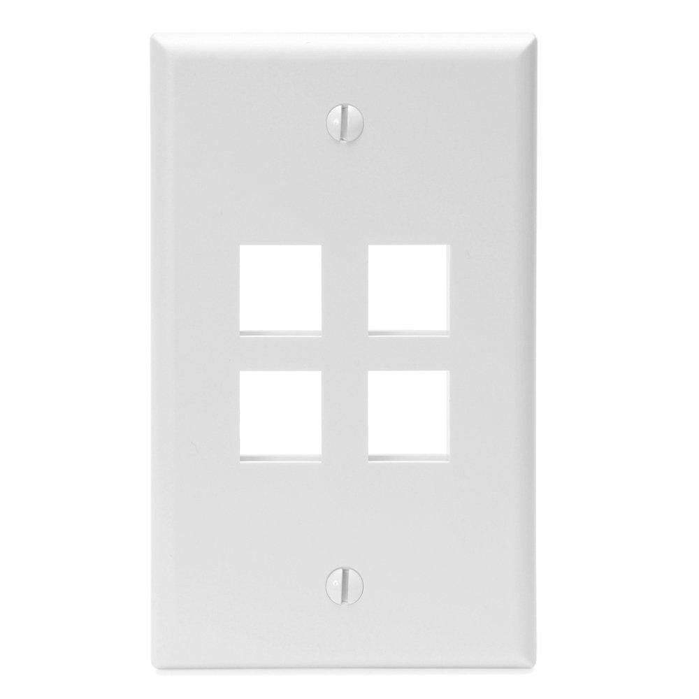 Faceplate Vertical Quickport De 4 Salidas S/identificacion Color Blanco Mca Leviton