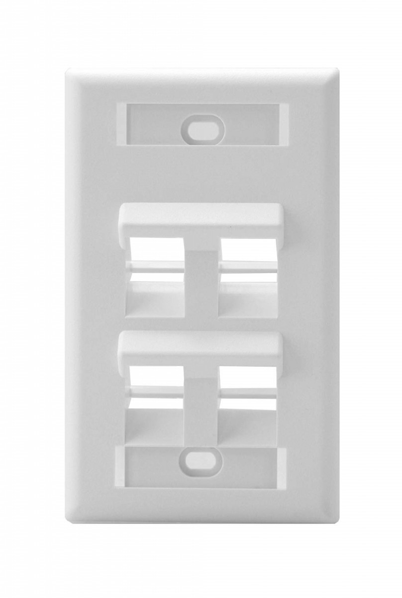 Faceplate Vertical Quickport De 4 Salidas C/identificacion Anguladas Color Blanco Mca Leviton