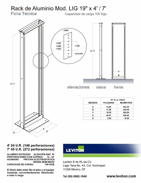 Rack Para Piso Aluminio De 4 Ft De Alto X 19