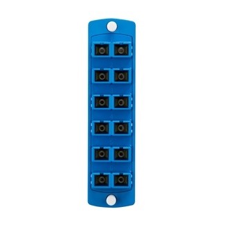 Placa Adaptadora De 12 Fibras Sc Duplex Os1/os2 Zirconia Azul Mca Leviton
