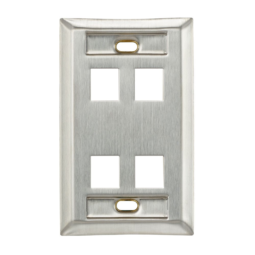 Faceplate De Acero Inoxidable Vertical Quickport De 4 Salidas C/identificacion Mca Leviton