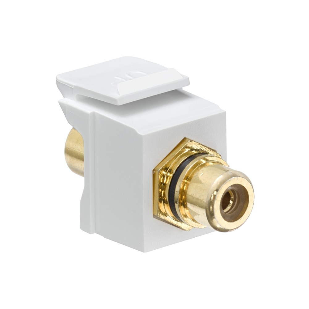 40830-BWE - Conector Rca Banda Negra Hembra-hembra  5-15 ?m Quickport Color Blanco Mca Leviton