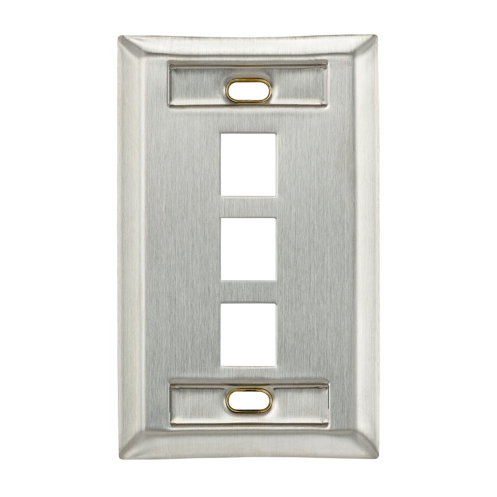 Faceplate De Acero Inoxidable Vertical Quickport De 3 Salidas C/identificacion Mca Leviton
