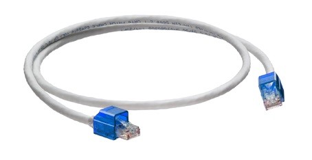 Patch Cord Cat. 6 De 10 Pies Color Blanco Snagless Secure Rj Armazon Azul Extreme Mca Leviton