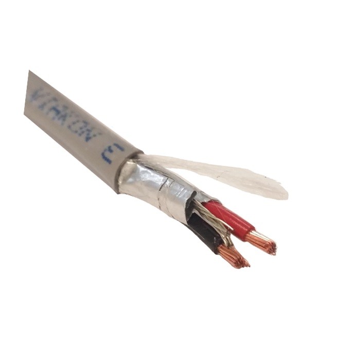 Cable Multiconductor Cmr 2x18 Awg, Blindado+dren Pvc Color Gris Rll/305 Mts Marca Viakon