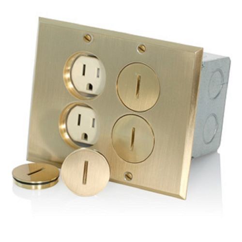 Caja De Piso Doble Con Tomacorriente 15a Duplex  A Prueba De Manipulaciones Acabado Bronce Mca. Leviton