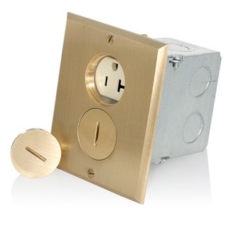 Caja De Piso Sencilla Con Tomacorriente 20a Duplex  Acabado Bronce Mca. Leviton