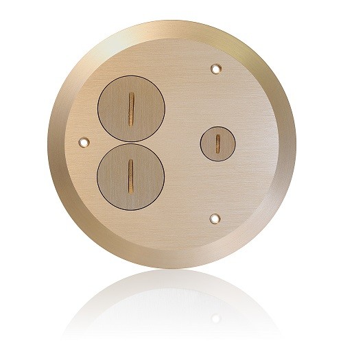 Placa Protectora Con 2 Tapas Roscadas + 1 Tapa Datos Acabado Bronce Para (fbbox-gy Y Fblev-gy)  Mca. Leviton