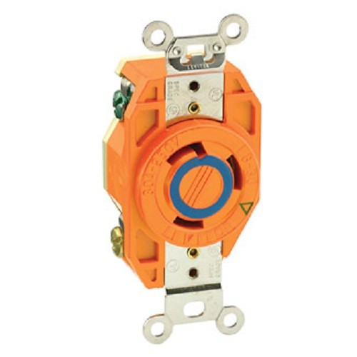 Receptaculo Media Vuelta Industrial Tierra Aislada 30a 250v 2p3h Nema L6-30r Color Naranja Mca Leviton