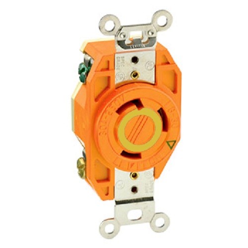 Receptaculo Media Vuelta Industrial Tierra Aislada 30a 125v 2p3h Nema L5-30r Color Naranja Mca Leviton