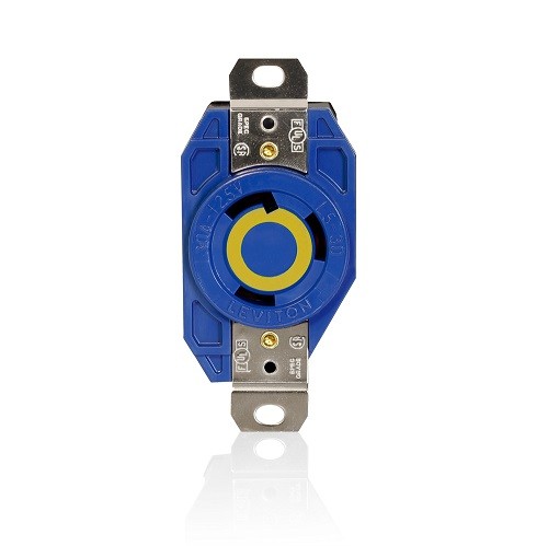 Receptaculo Media Vuelta Industrial 30a 125v 2p3h Nema L5-30r Color Azul Mca Leviton