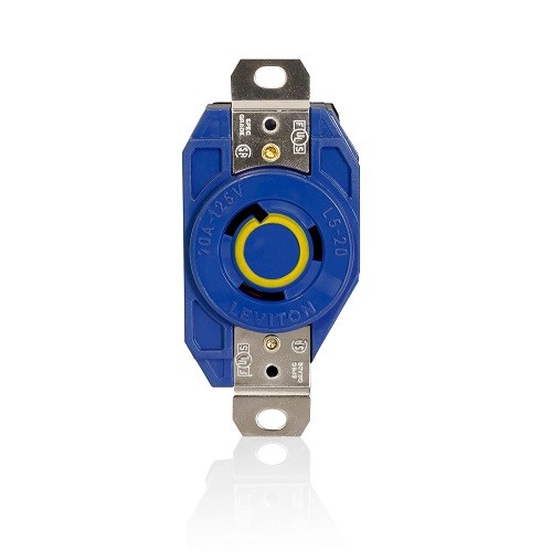 Receptaculo Media Vuelta Industrial 20a 125v 2p3h Nema L5-20r Color Azul Mca Leviton