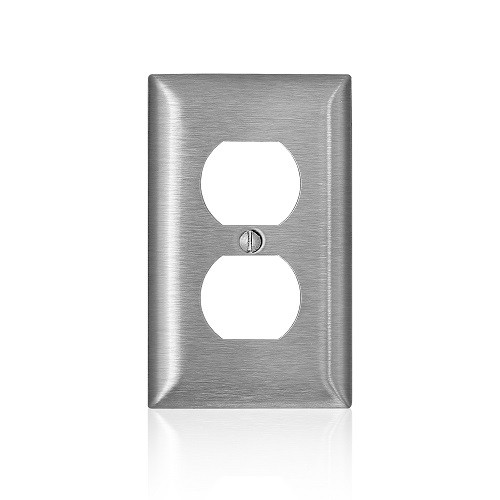 Placa Para Receptaculo Duplex De Acero Inoxidable 302/304 Uso Industrial Y Hospital Serie C De 1 Gang Mca Leviton