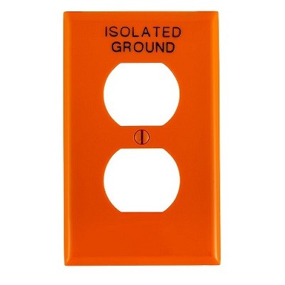 Placa De Nylon Para Receptaculo Duplex Color Naranja Con Texto Isolated Ground Mca Leviton