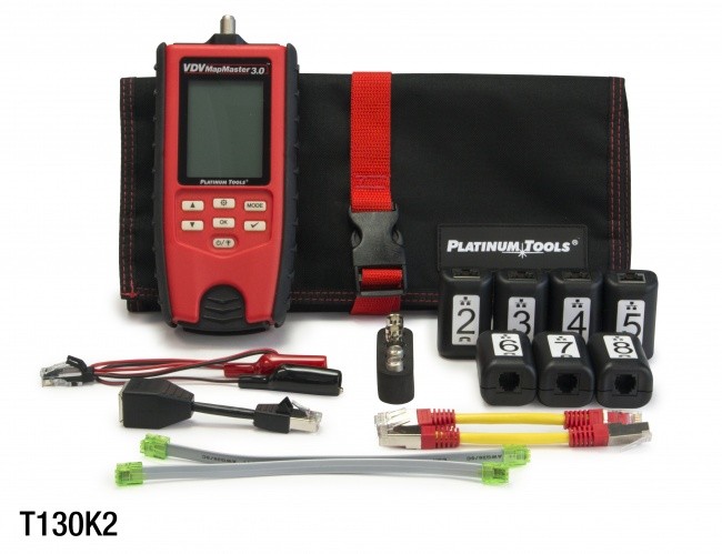 Kit Probador Vdv 3.0 C/generador De Tonos Pantalla Digital Mide Distancia P/cables De Voz/datos/video Mca Platinum Tools