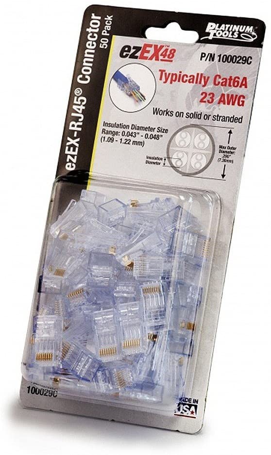 Plug Modular De 8 Posiciones Rj45 Ezex48 Feed-thrucat.6a Pk/50 Pzas Mca Platinum Tools