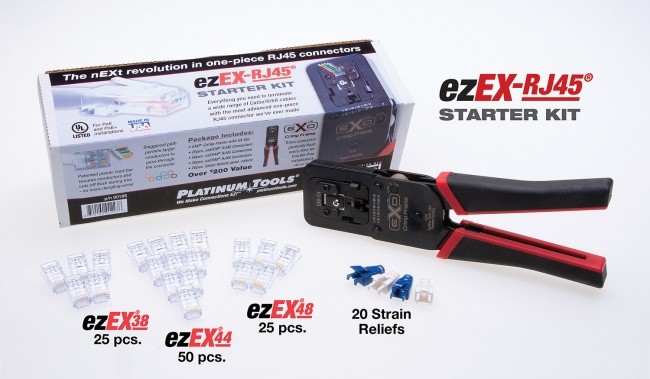 Kit De Herramienta Ezex-rj45 Exo Crimp Con Dado Ex Que Incluye: 25 Plugs 5e 50 Cat.6 25 Cat.6a Y 20 Aliviadores De Tension Mca Platinum Tools