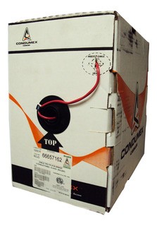 Cable Para Seguridad 1 Par Solido 18 Awg Color Rojo Fplr Blindado 305 Mts 100% Cobre Mca. Condumex
