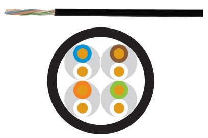 Cable Utp Cat. 5e Osp Para Exterior Con Gel Color Negro Rll/305 Mts Mca Leviton