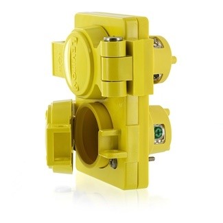 Receptaculo Duplex Grado Industrial 15a 125v 2p3h Wetguard Color Amarillo Mca Leviton
