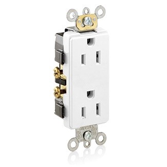 Receptaculo Duplex Decora Plus Supresor De Picos Comercial 15a 125v 2p3h Alambrado Lateral Y Posterior Color Blanco Mca Leviton