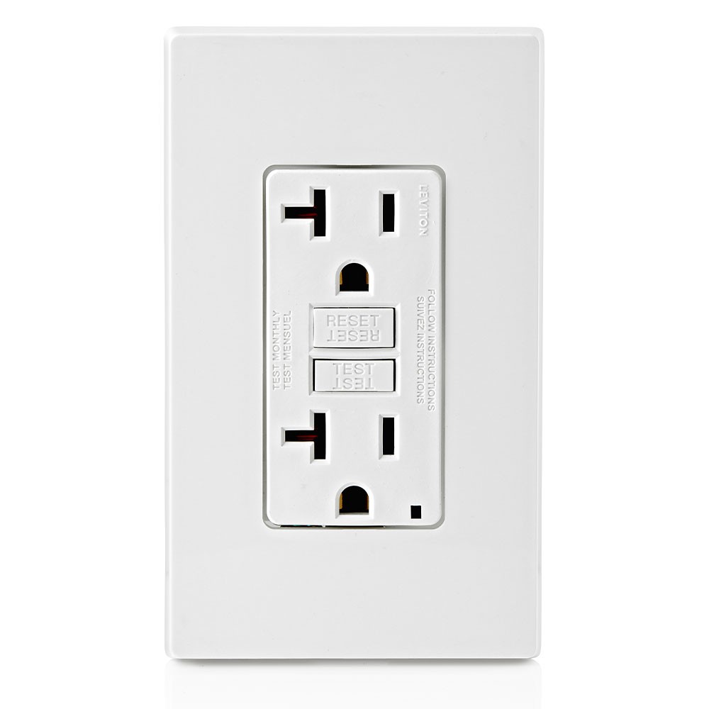 Receptaculo Decora Icft Smart Lockpro 20a 125v 2p3h Con Placa Color Blanco Mca Leviton