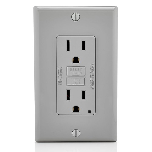 Receptaculo Decora Icft Smart Lockpro 15a 125v 2p3h Con Placa Color Gris Mca Leviton