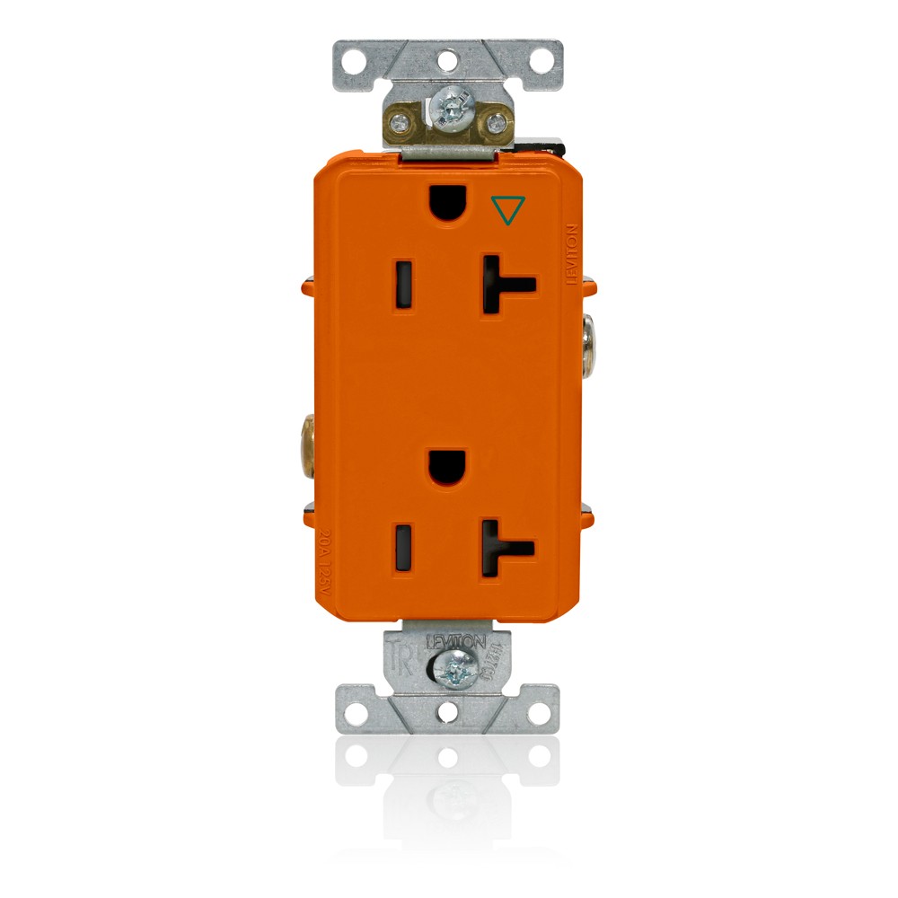 Receptaculo Duplex Decora Plus Industrial Tierra Aislada 20a 125v 2p3h Alambrado Lateral Y Posterior Color Naranja Mca Leviton