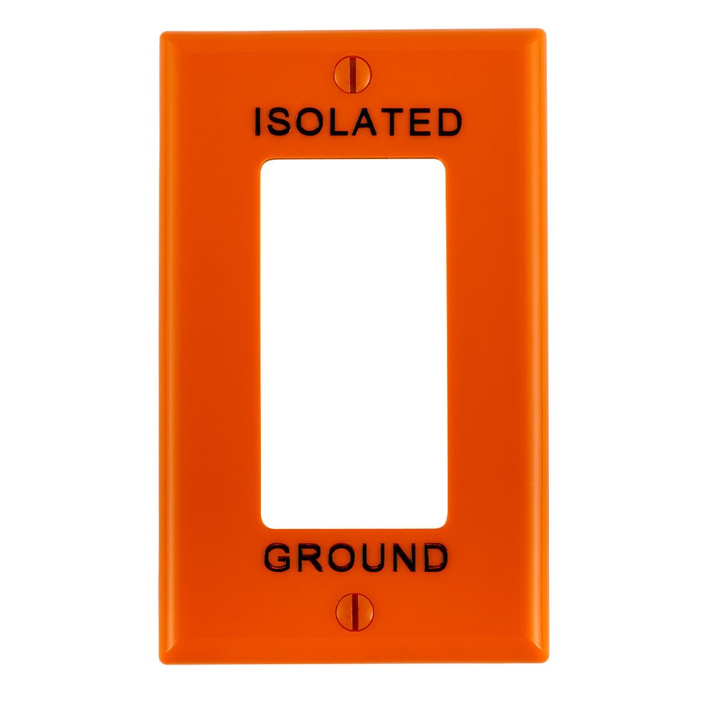 Placa De Nylon Para Receptaculo Decora Color Naranja Con Texto Isolated Ground Mca Leviton