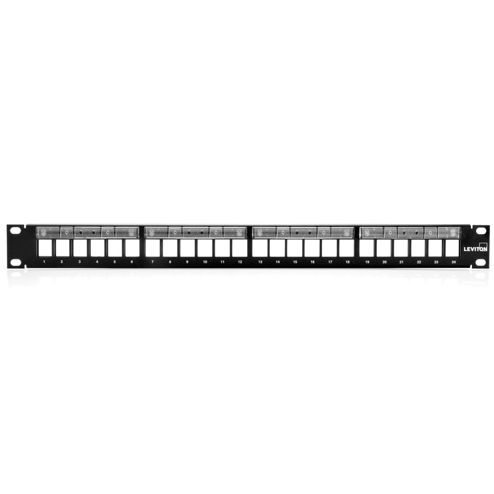 Patch Panel Modular Metalico Quickport De 24 Ptos Con Lentes De Ampliacion Para Montar En Rack Mca Leviton